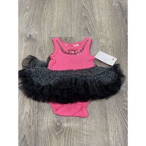 NWT Amy Coe Pink Dress Tutu Pink Black 0-3 Girls G1